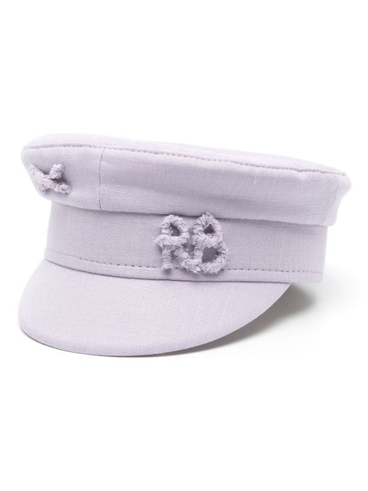 Purple Ruslan Monogram Linen Baker Boy Hat