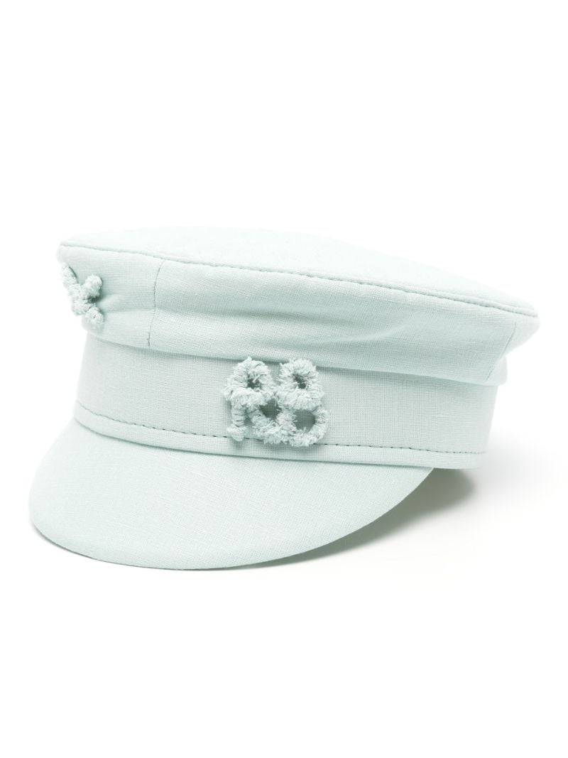Green Ruslan Monogram Linen Baker Boy Hat