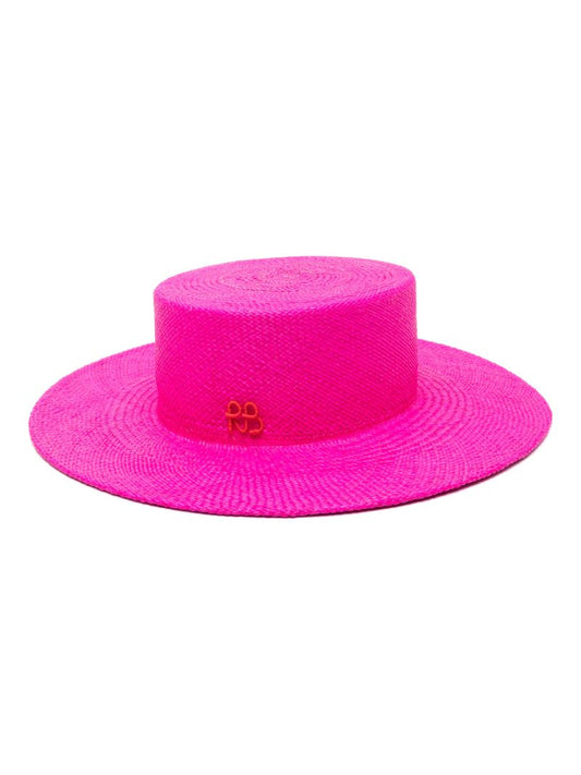 Pink Monogram-appliquÃ© Boater Hat