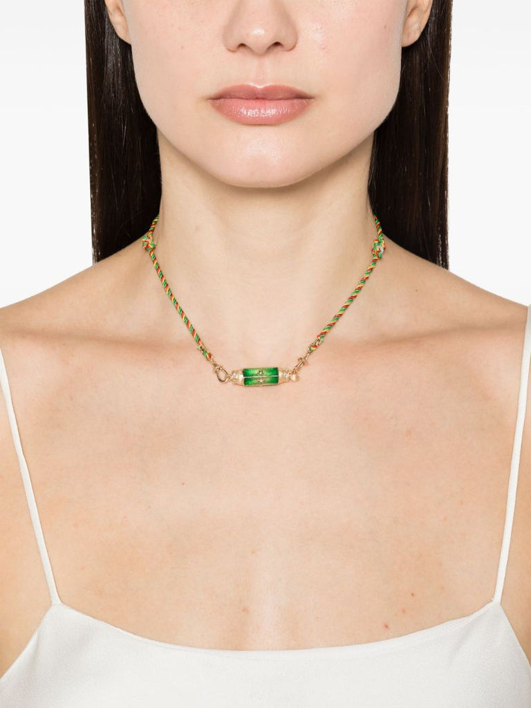 14k Yellow Gold Baby Diamond Braided Necklace