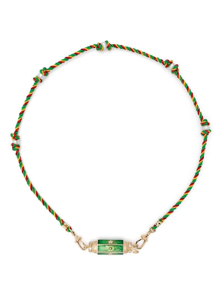 14k Yellow Gold Baby Diamond Braided Necklace