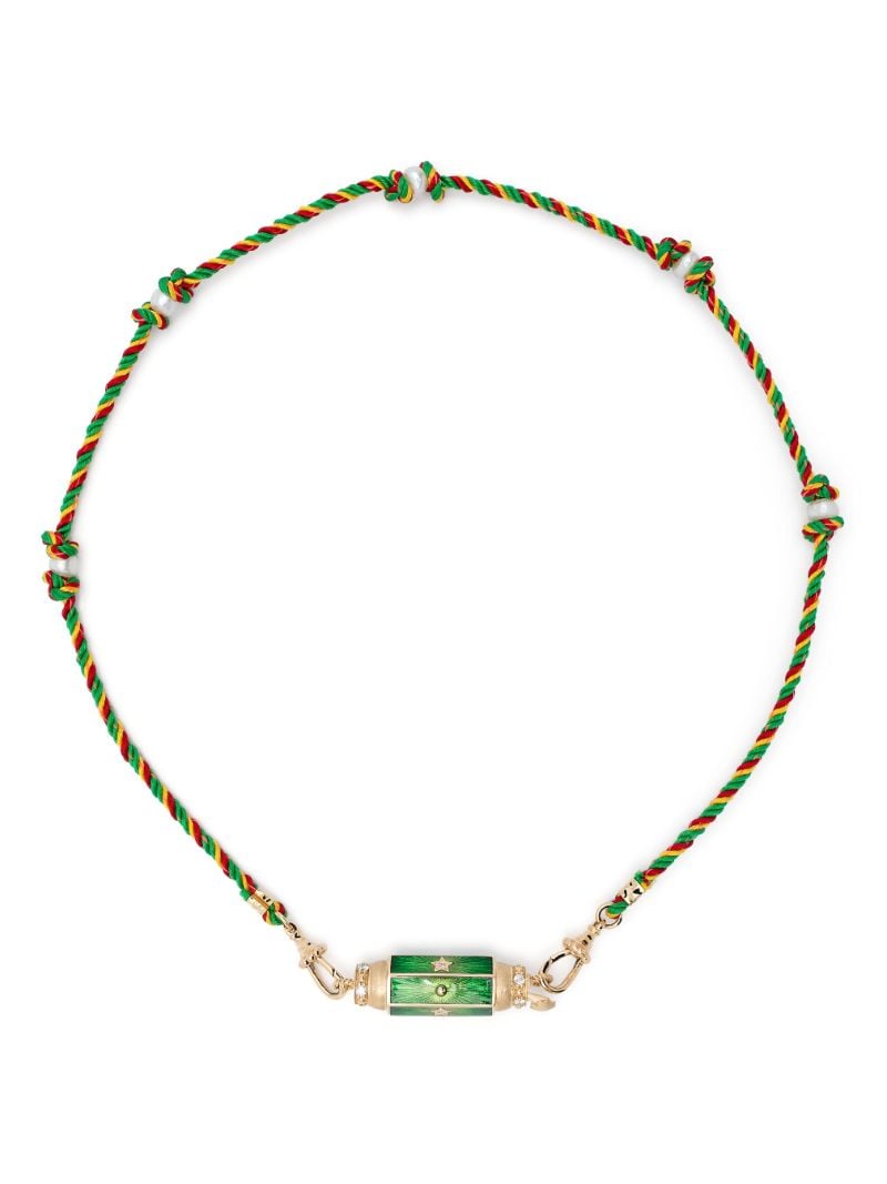 14k Yellow Gold Baby Diamond Braided Necklace