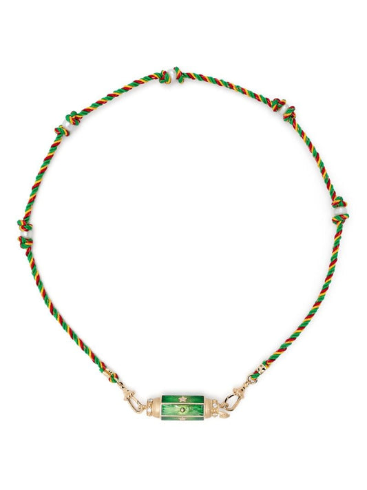 14k Yellow Gold Baby Diamond Braided Necklace