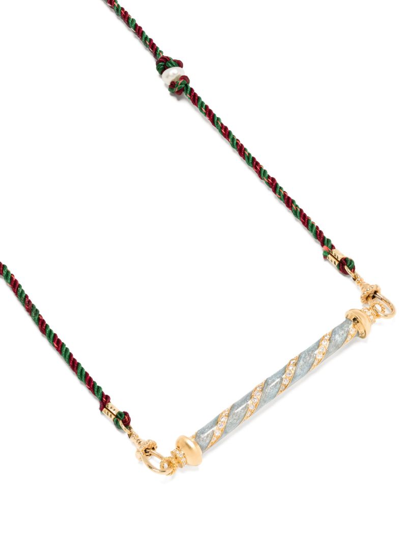 18k Yellow Gold Candy Cane Diamond Necklace