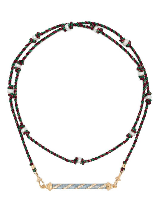 18k Yellow Gold Candy Cane Diamond Necklace