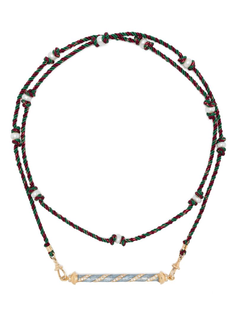 18k Yellow Gold Candy Cane Diamond Necklace