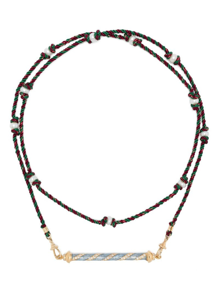 18k Yellow Gold Candy Cane Diamond Necklace