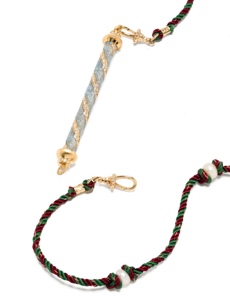 18k Yellow Gold Candy Cane Diamond Necklace