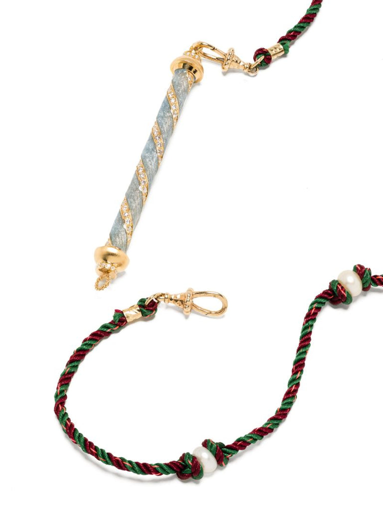 18k Yellow Gold Candy Cane Diamond Necklace