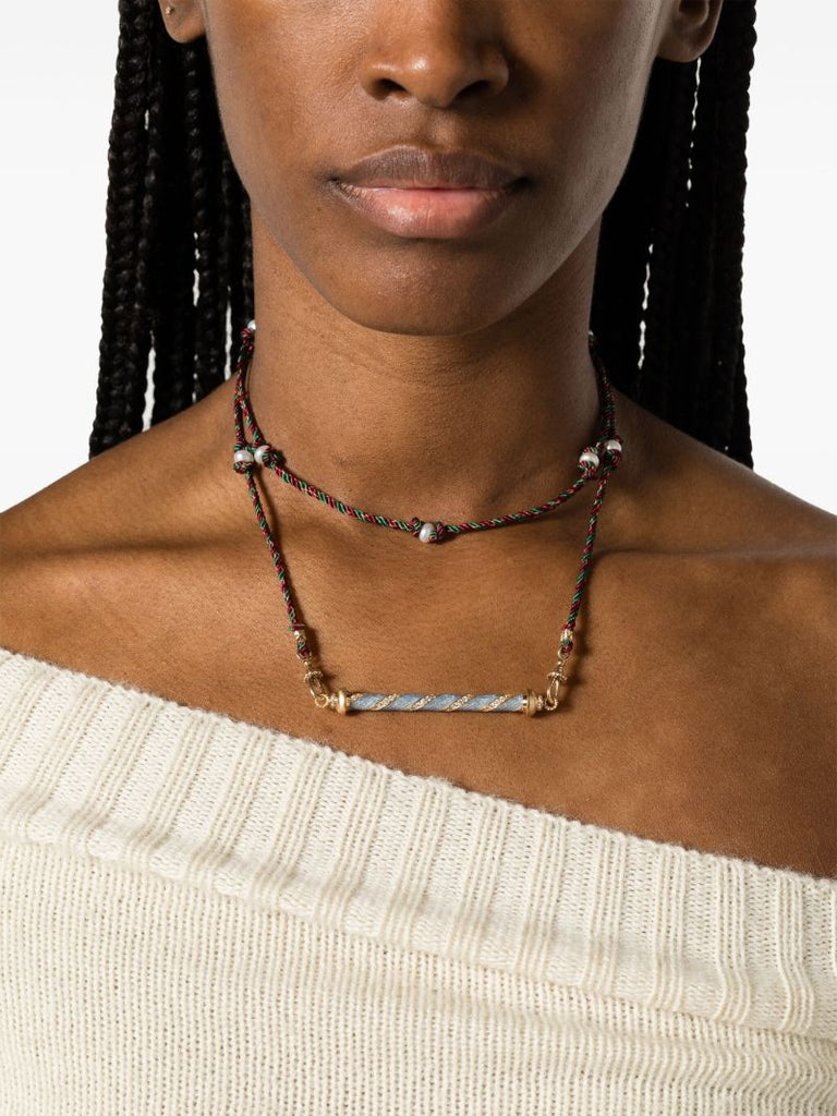 18k Yellow Gold Candy Cane Diamond Necklace