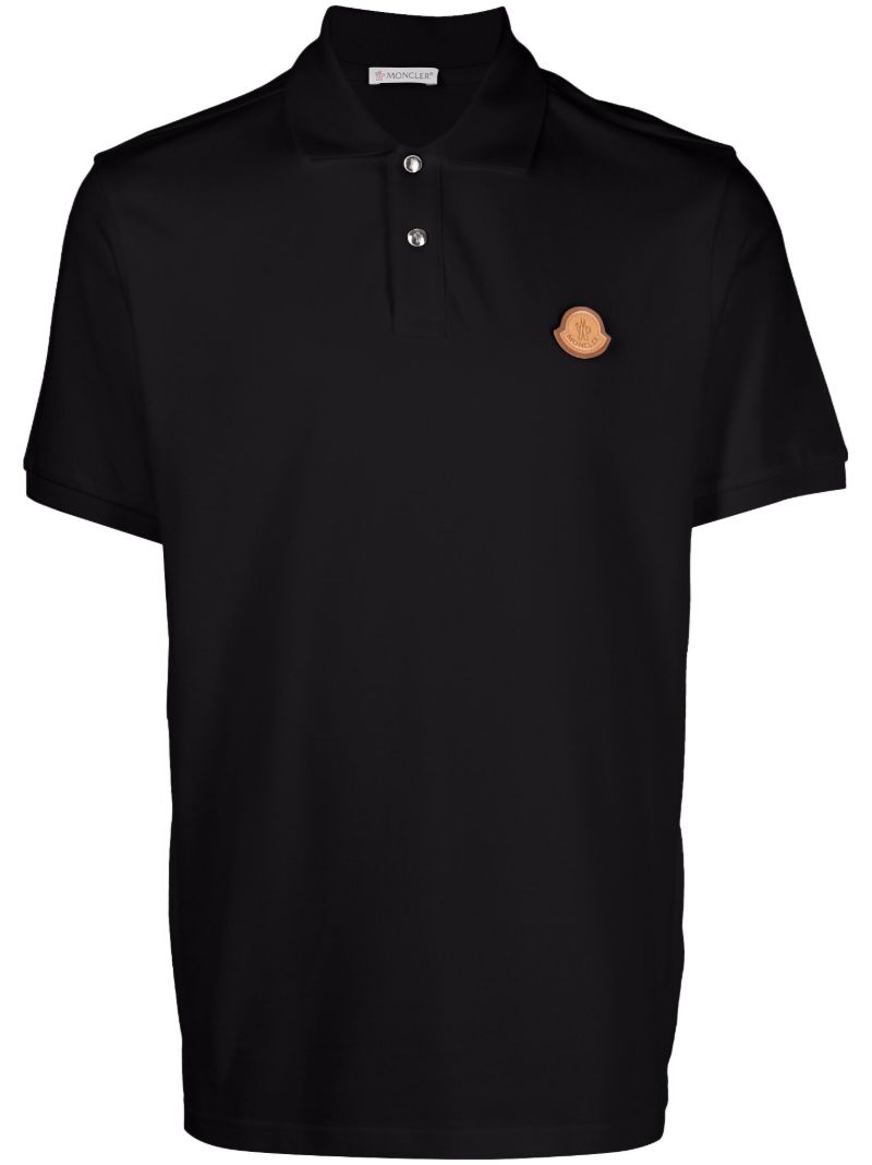 Black Logo-patch Cotton Polo Shirt