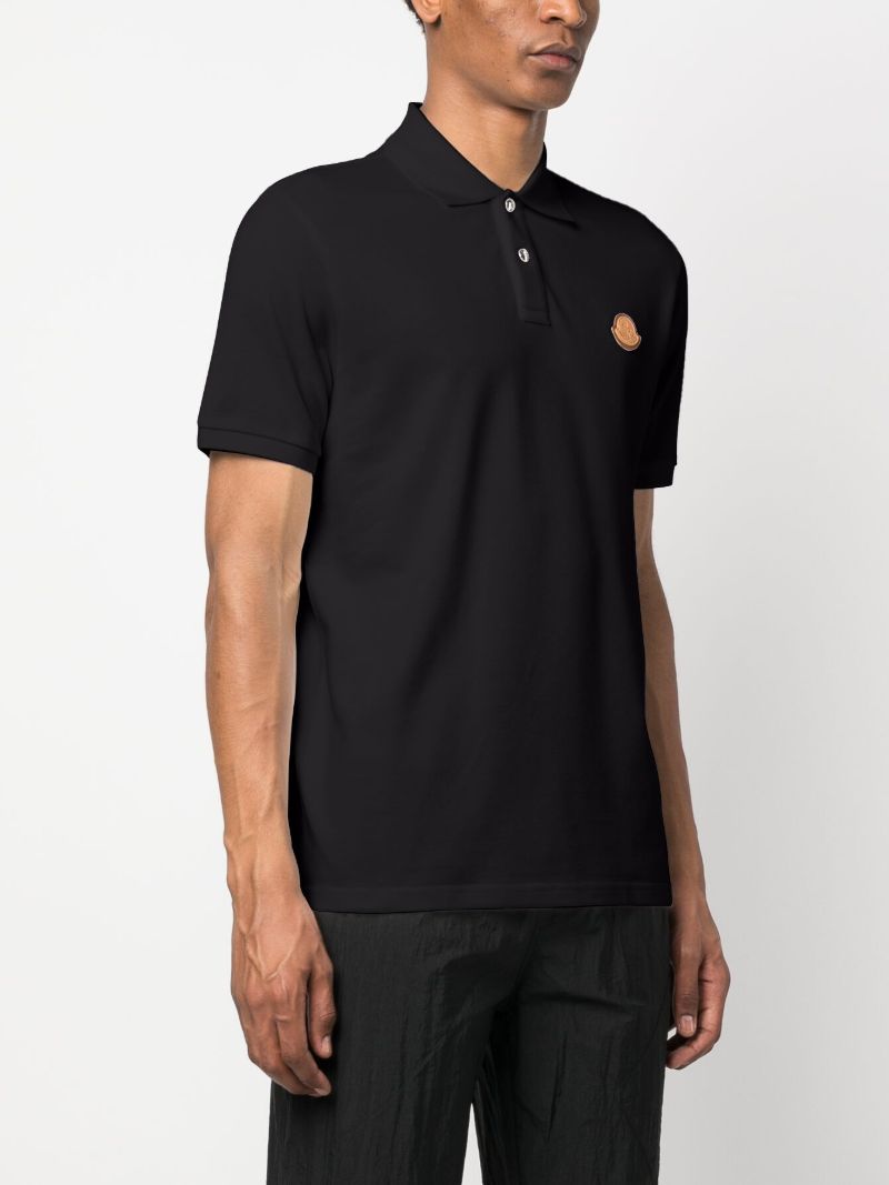 Black Logo-patch Cotton Polo Shirt