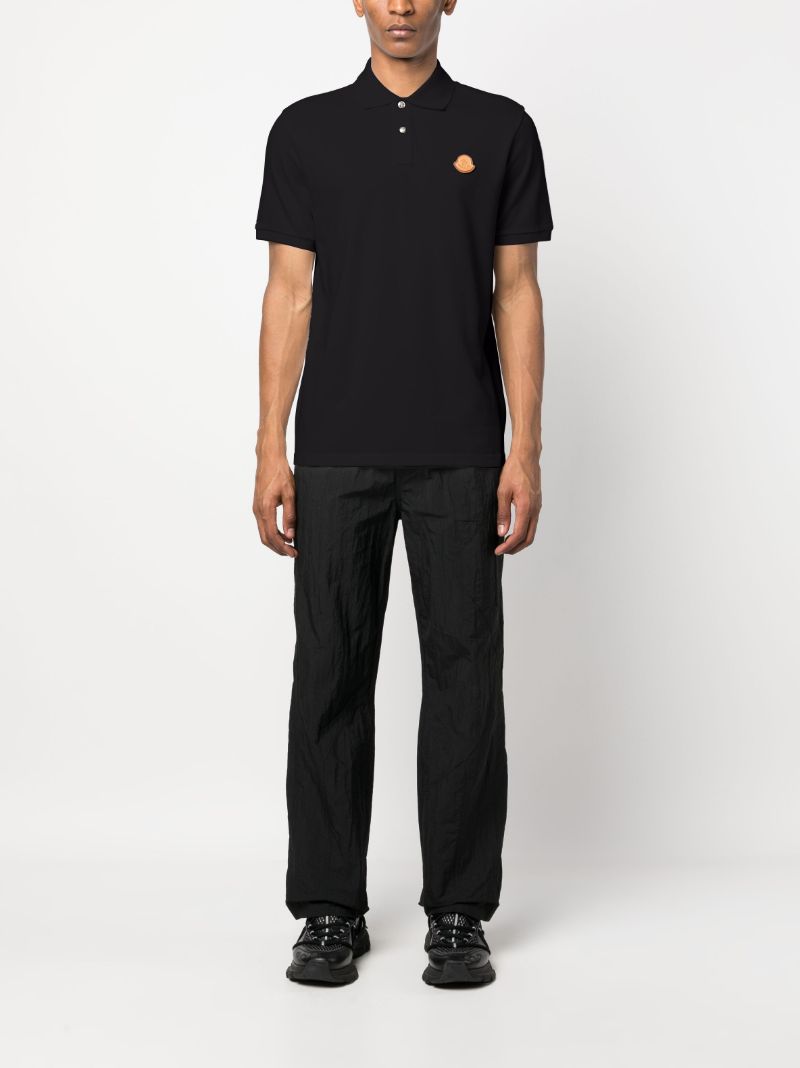 Black Logo-patch Cotton Polo Shirt