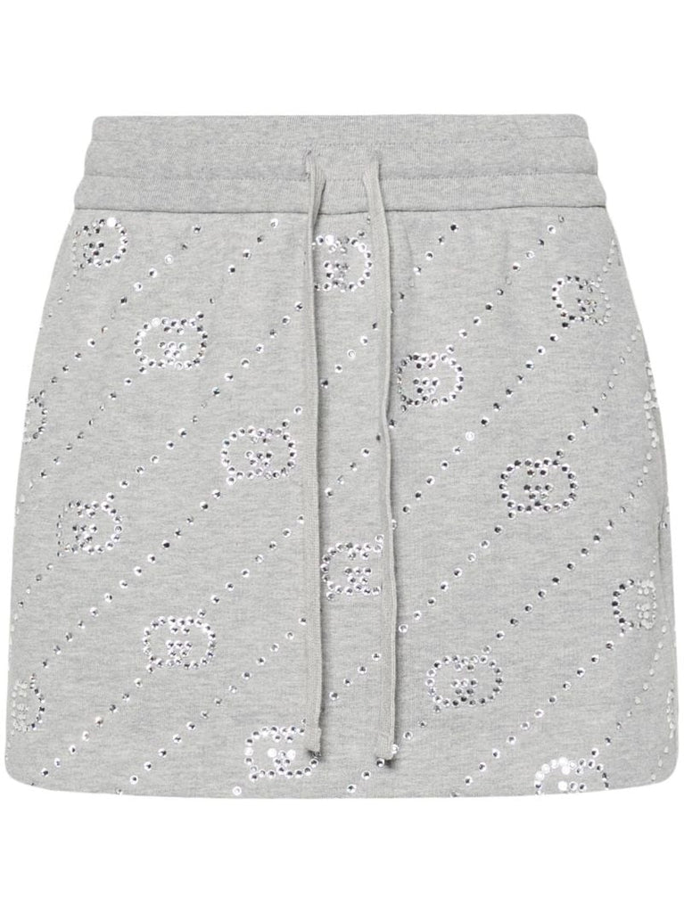 Grey Crystal-embellished Interlocking G Mini Skirt