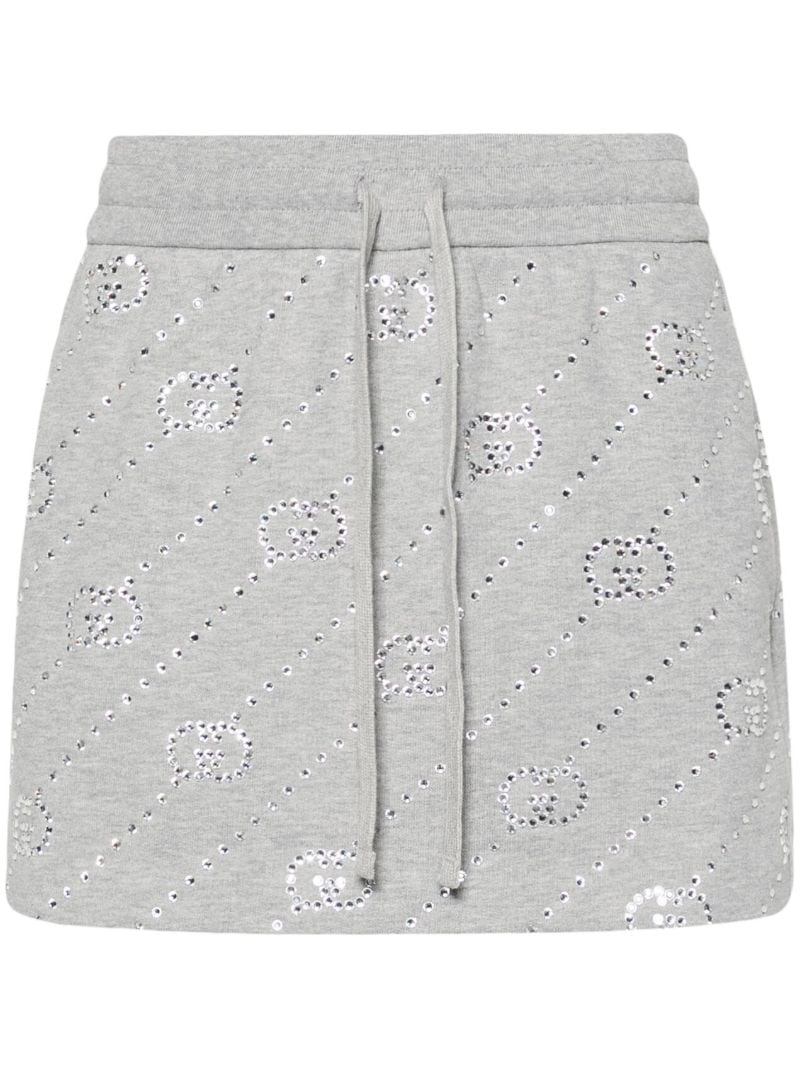 Grey Crystal-embellished Interlocking G Mini Skirt