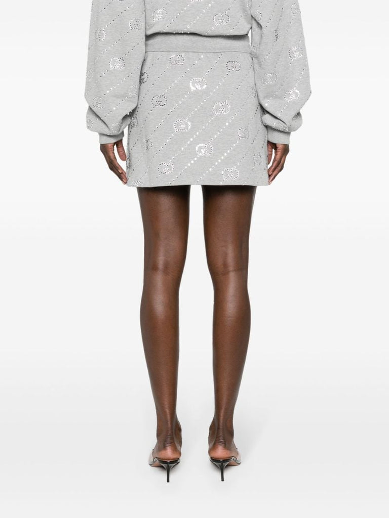 Grey Crystal-embellished Interlocking G Mini Skirt