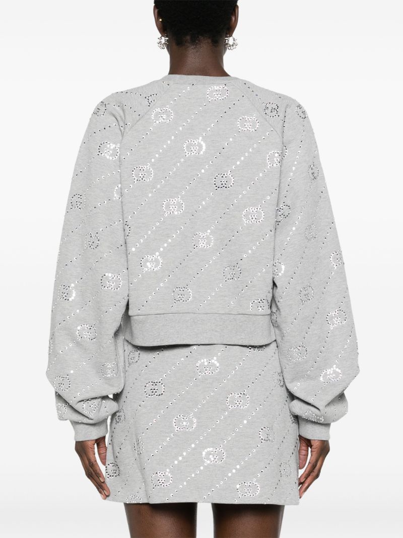 Grey Crystal-embellished Interlocking G Felted Sweatshirt