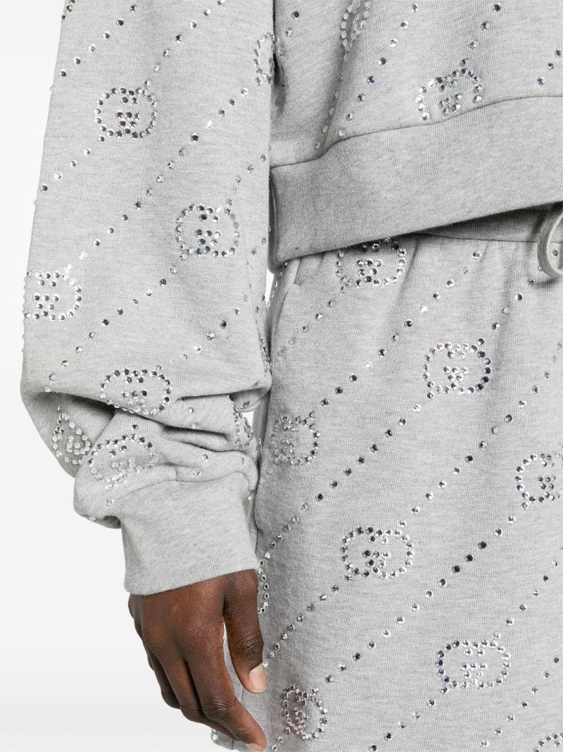 Grey Crystal-embellished Interlocking G Felted Sweatshirt