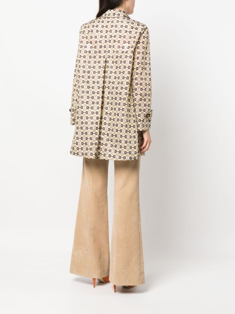 Neutral Horsebit-print Single-breasted Coat