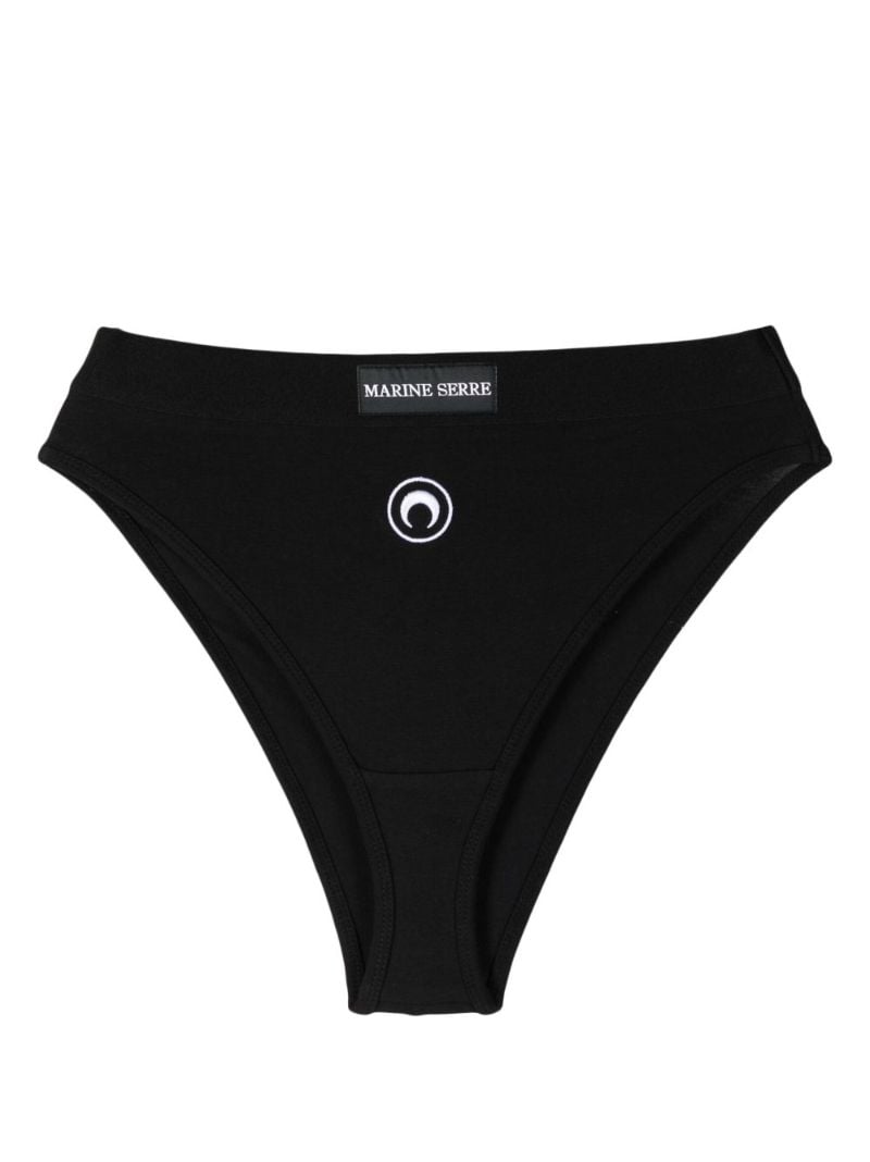 Black Logo Embroidered High Waist Briefs