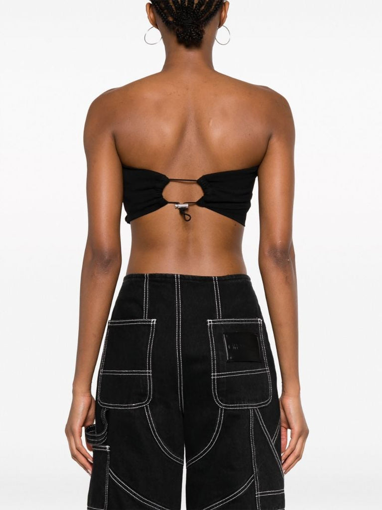 Black Tube Strapless Crop Top