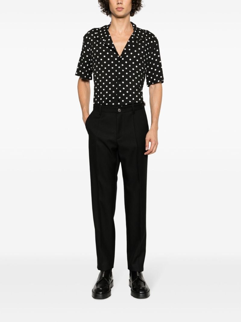 Black Polka Dot Print Bowling Shirt