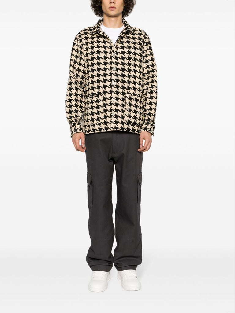 Neutral Houndstooth Work Shirt