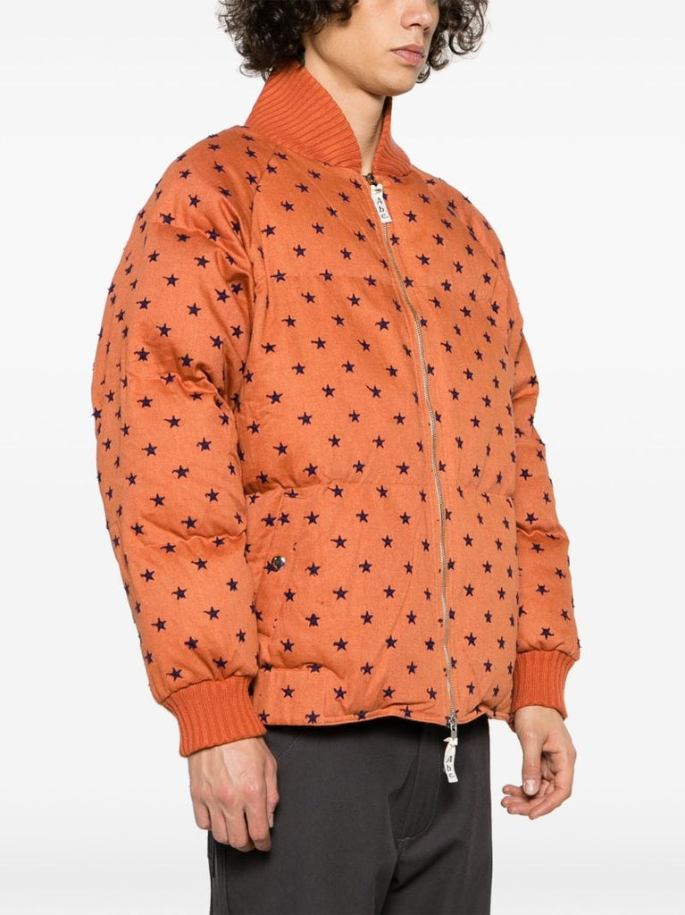 Orange Star-embroidery Padded Bomber Jacket