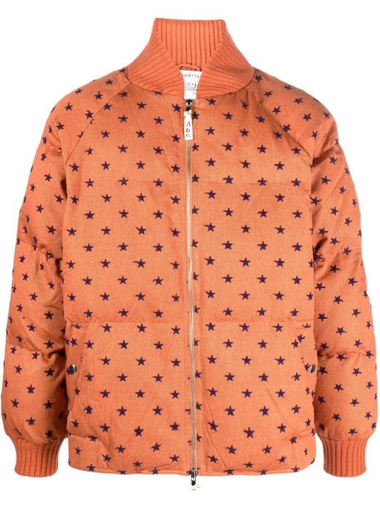 Orange Star-embroidery Padded Bomber Jacket