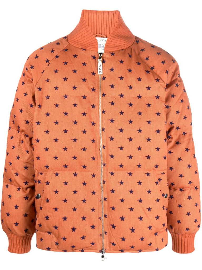 Orange Star-embroidery Padded Bomber Jacket