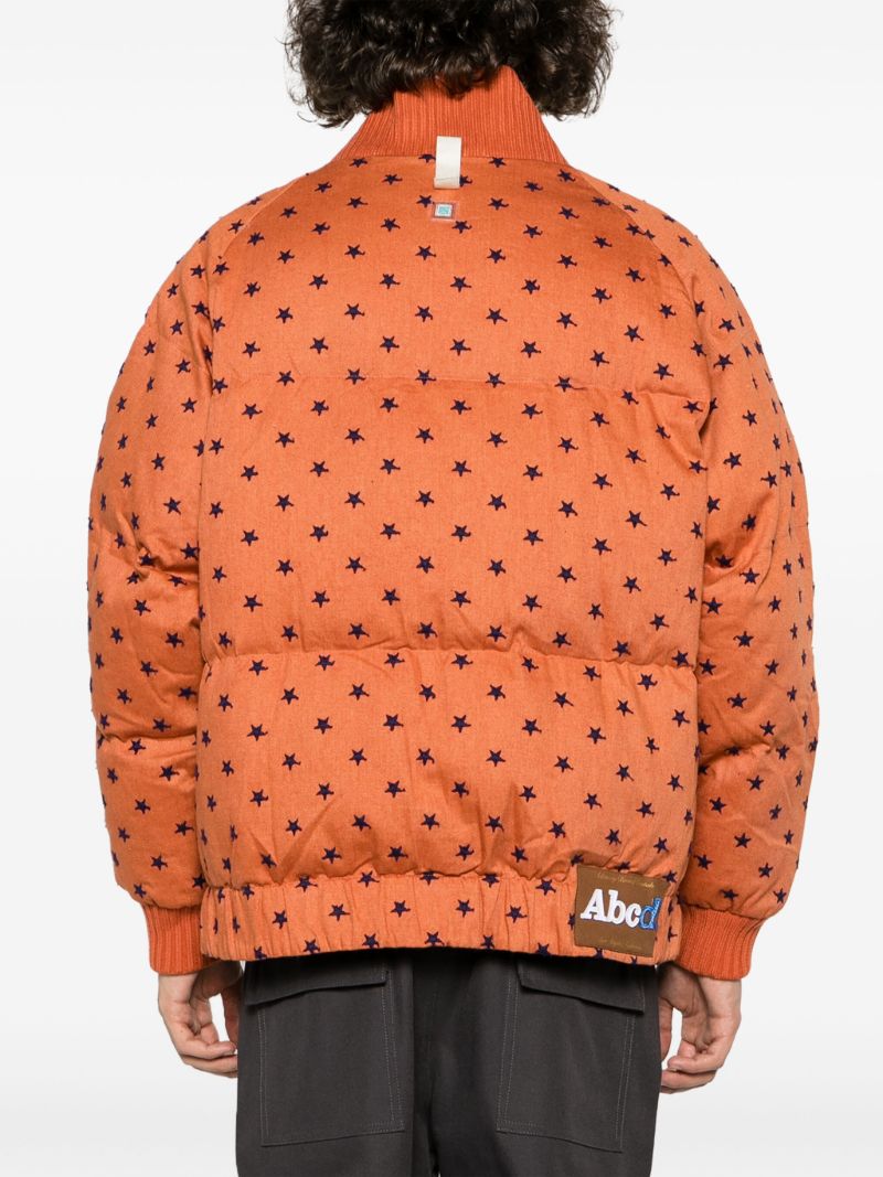 Orange Star-embroidery Padded Bomber Jacket
