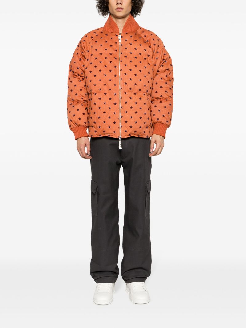 Orange Star-embroidery Padded Bomber Jacket