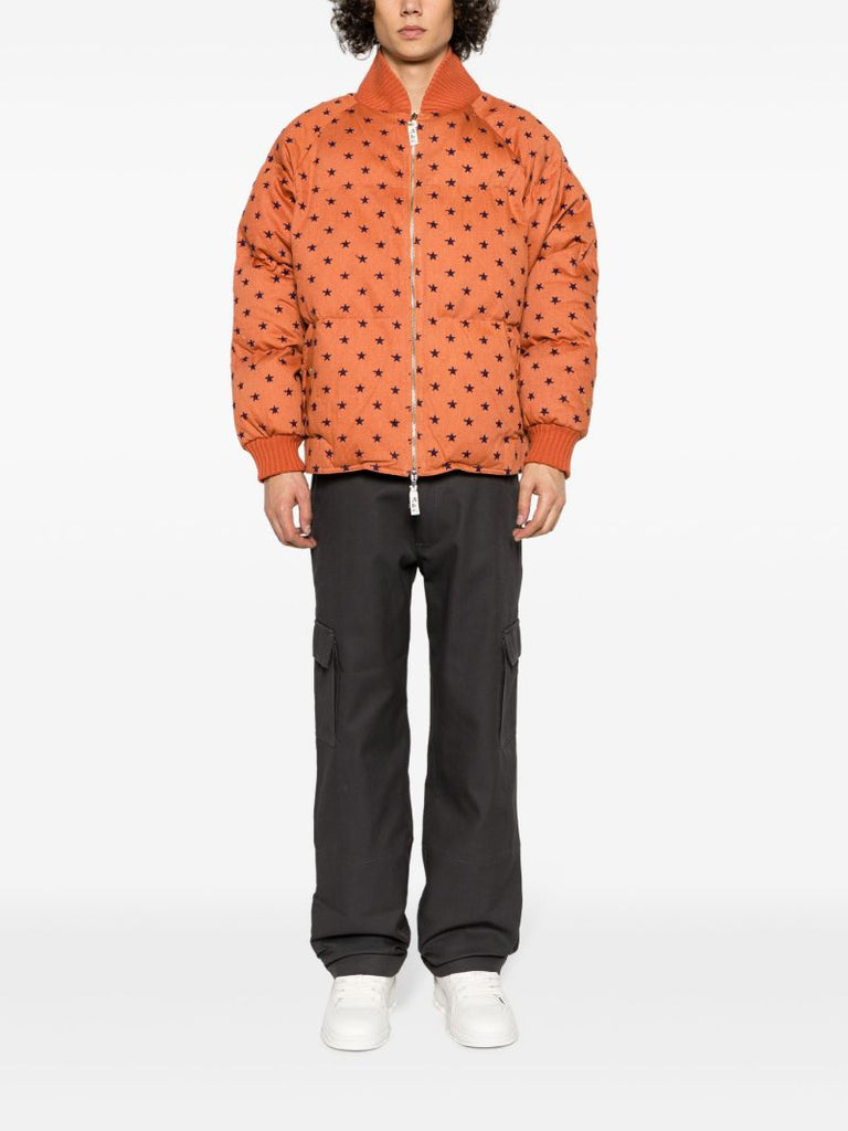 Orange Star-embroidery Padded Bomber Jacket