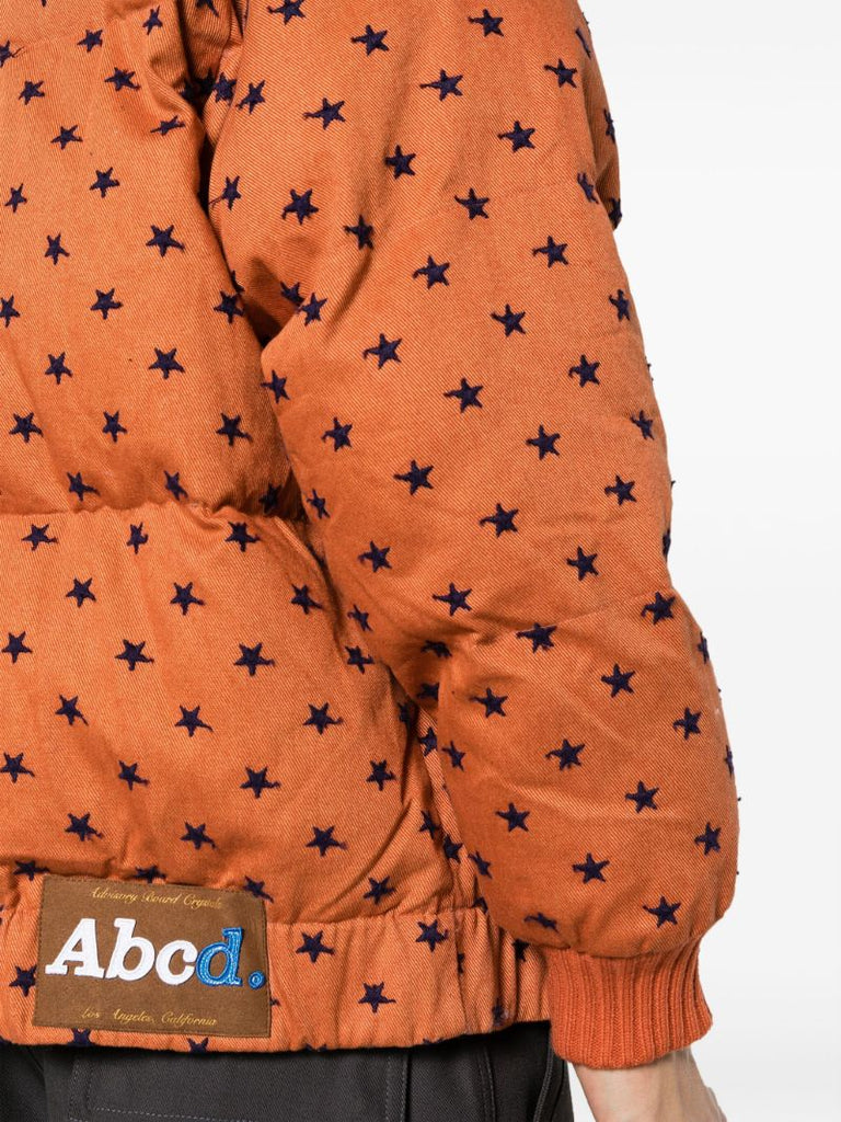 Orange Star-embroidery Padded Bomber Jacket