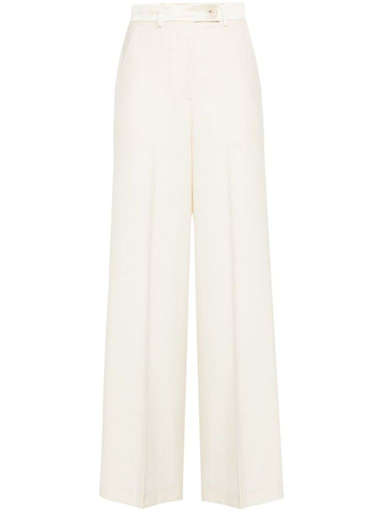 Neutral Michael Wool Palazzo Trousers