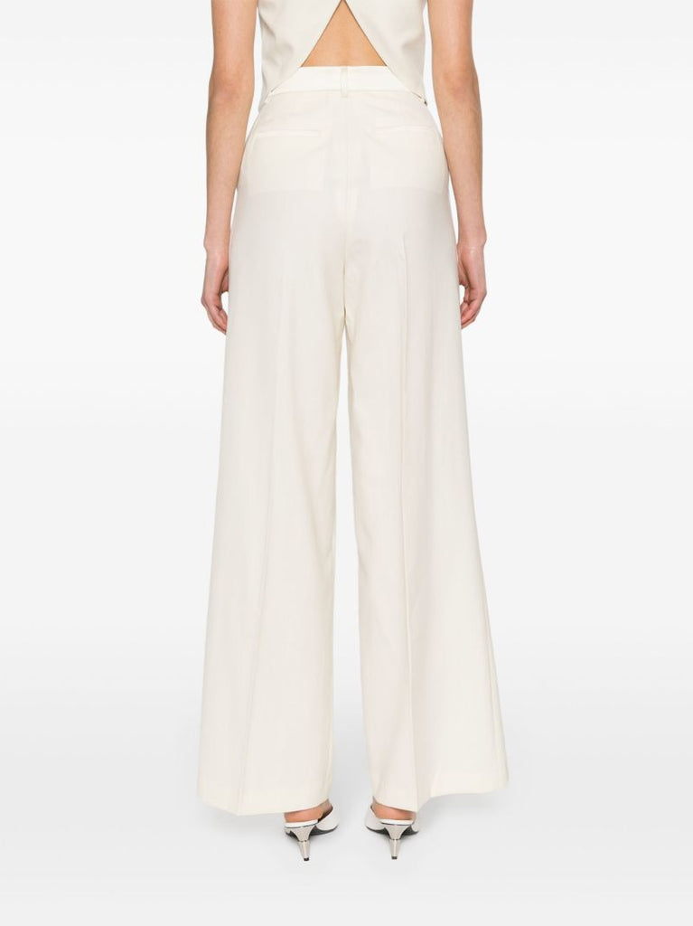 Neutral Michael Wool Palazzo Trousers