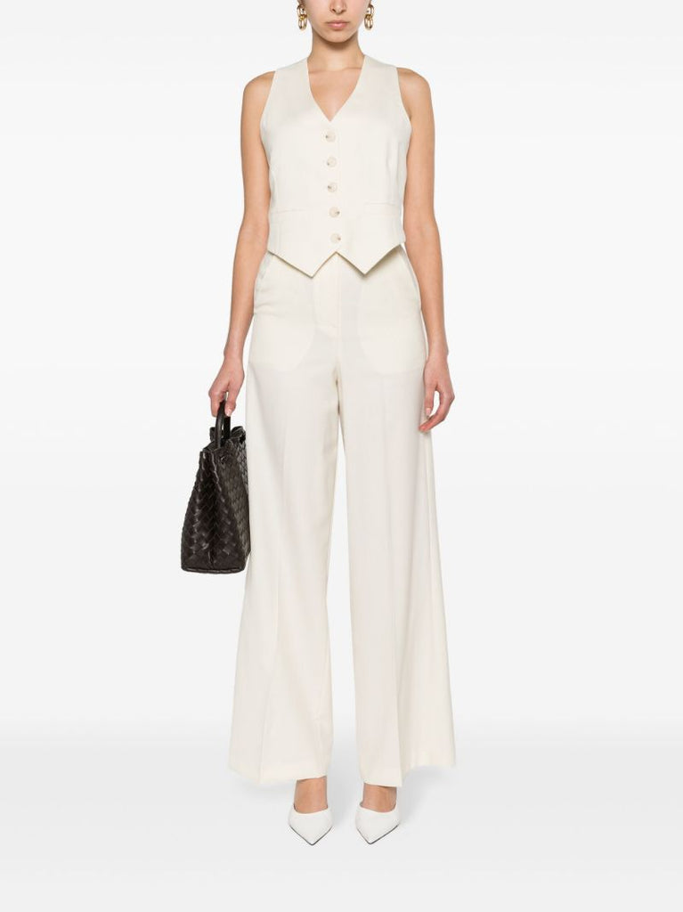 Neutral Michael Wool Palazzo Trousers
