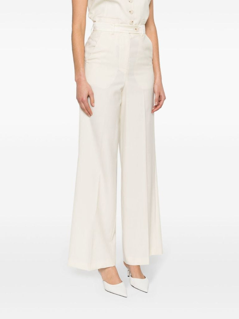 Neutral Michael Wool Palazzo Trousers