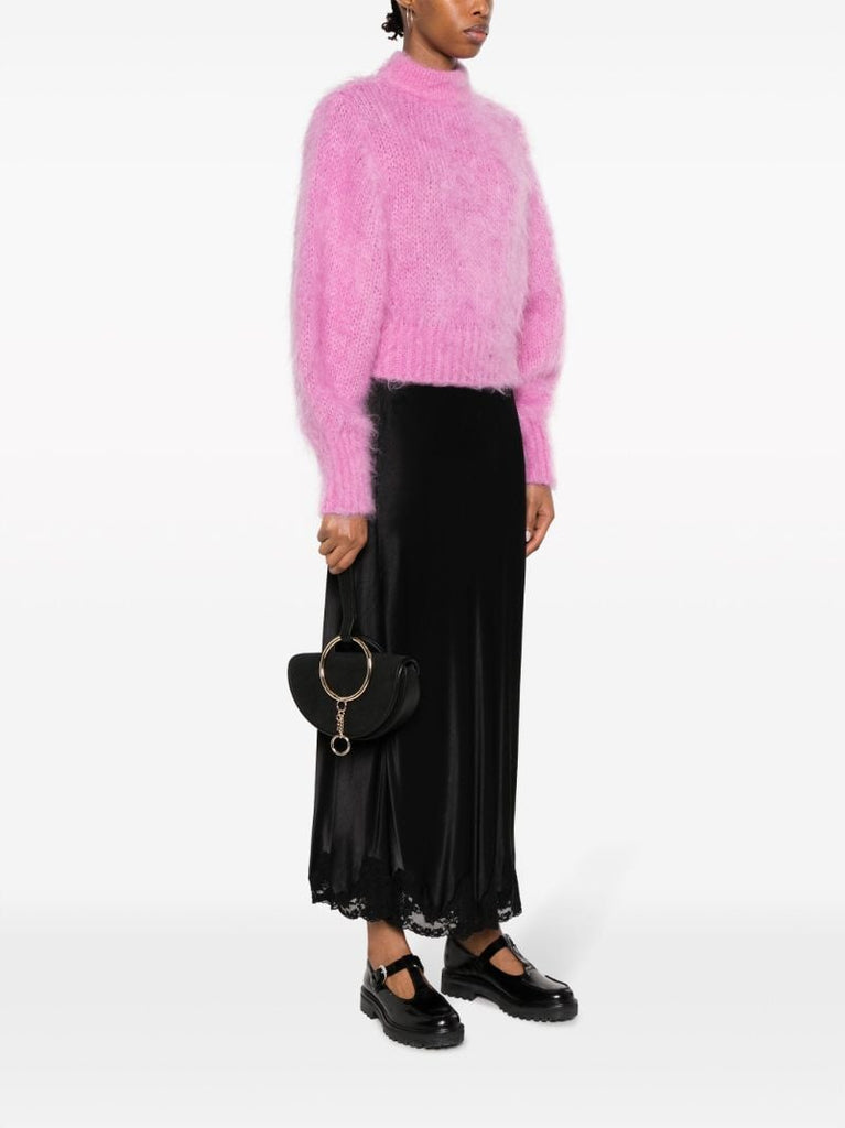 Black Mara Leather and Suede Clutch Bag