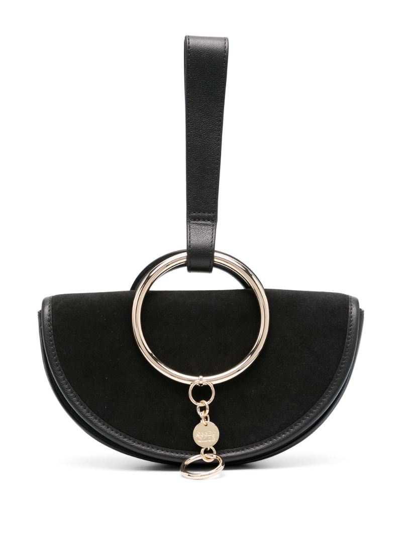 Black Mara Leather and Suede Clutch Bag