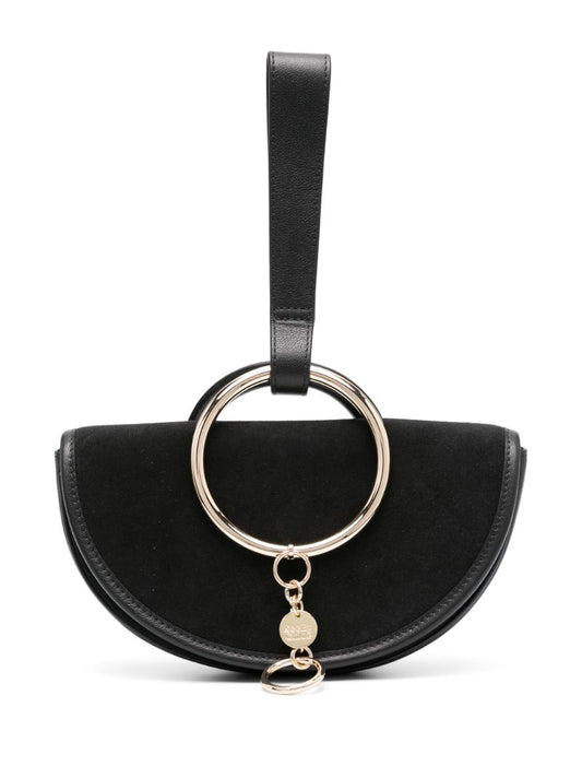 Black Mara Leather and Suede Clutch Bag