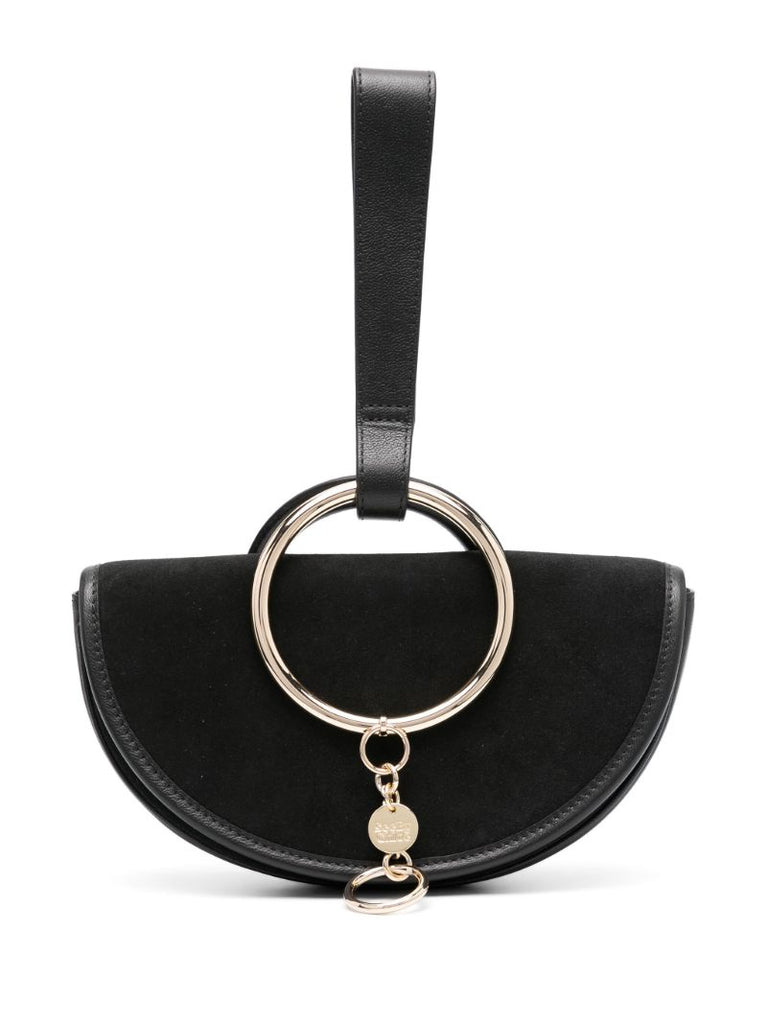 Black Mara Leather and Suede Clutch Bag