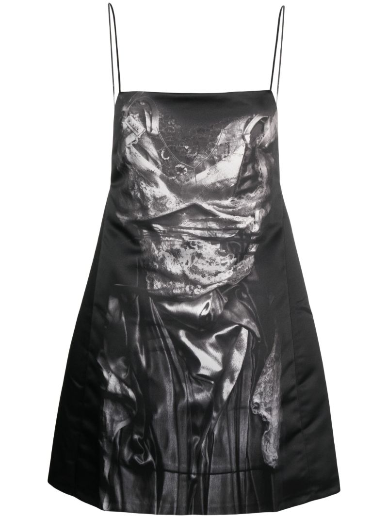 Black Compact-print Mini Dress