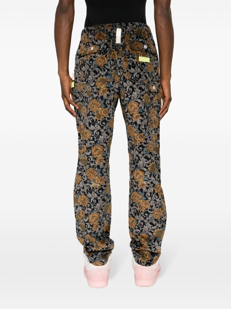 Black Floral-jacquard Cotton Trousers