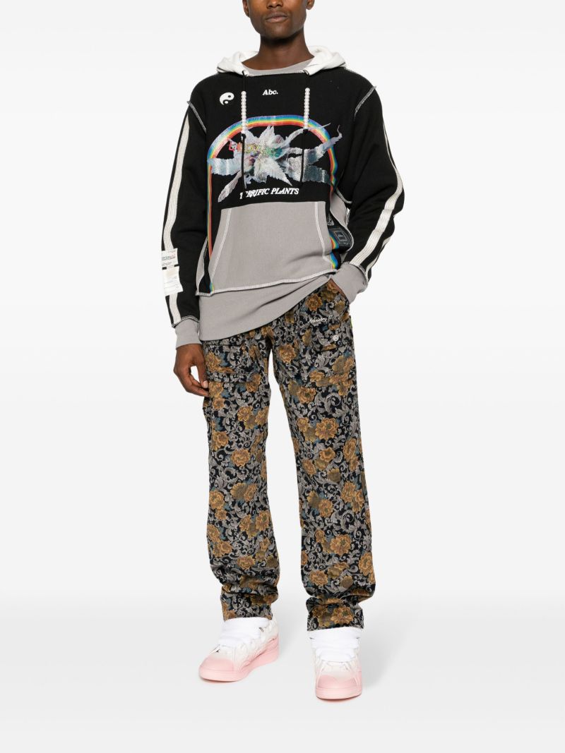 Black Floral-jacquard Cotton Trousers