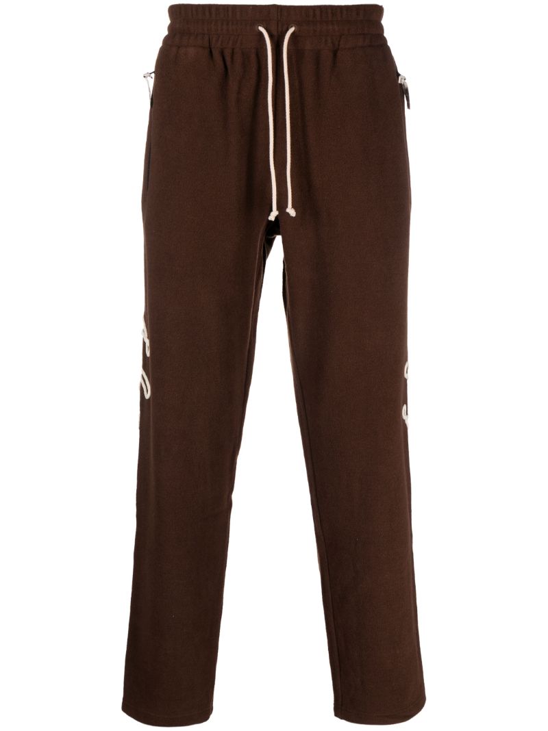 Brown Embroidered Track Pants