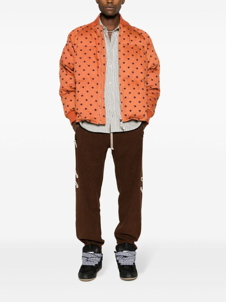 Brown Embroidered Track Pants