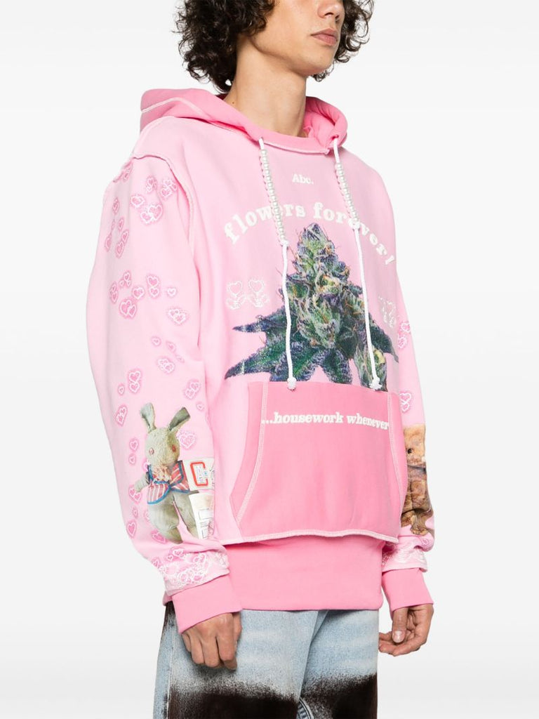 Pink Flowers Forever Jersey Hoodie