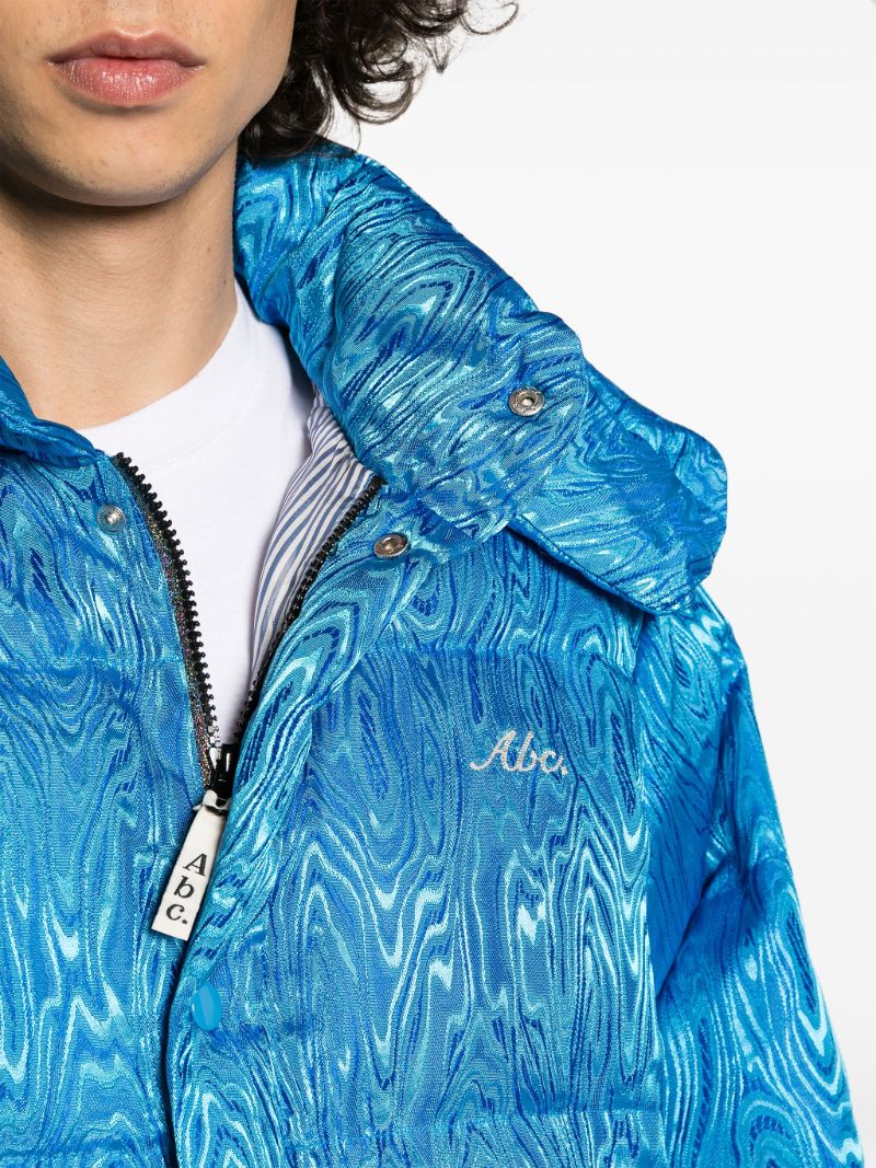 Blue Moire Puffer Coat