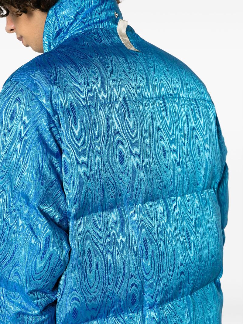 Blue Moire Puffer Coat